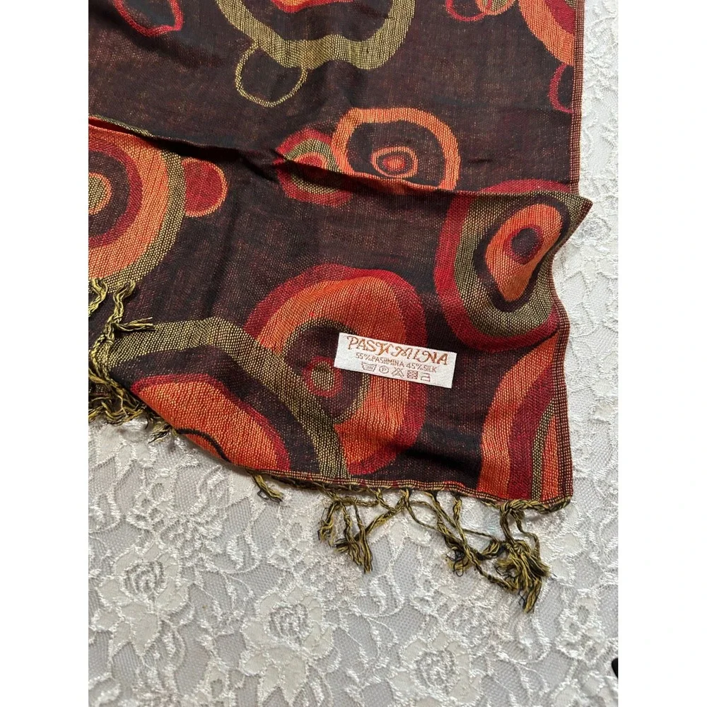 Pashmina Silk Blend Scarf Fringe Layering Autumn Fall Boho MCM Retro Layering